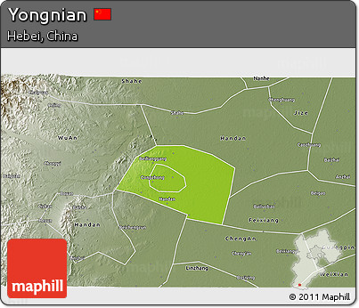 Physical 3D Map of Yongnian, semi-desaturated