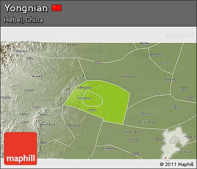 Physical 3D Map of Yongnian, semi-desaturated