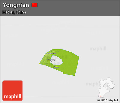 Physical 3D Map of Yongnian, single color outside