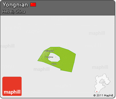 Physical 3D Map of Yongnian, single color outside