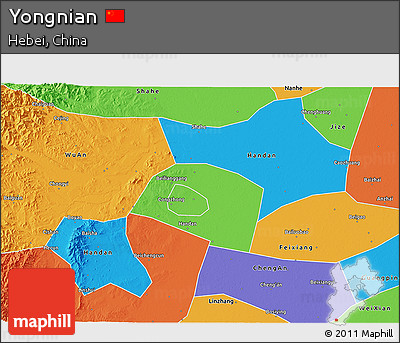 Political 3D Map of Yongnian