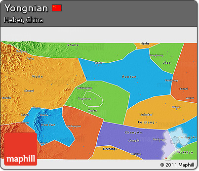 Political 3D Map of Yongnian