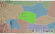 Political 3D Map of Yongnian, semi-desaturated