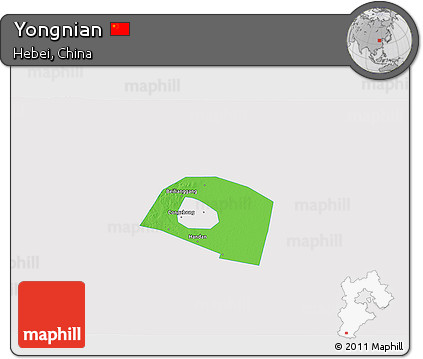 Political 3D Map of Yongnian, single color outside