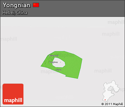 Political 3D Map of Yongnian, single color outside
