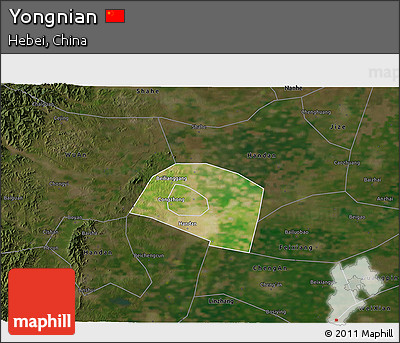 Satellite 3D Map of Yongnian, darken