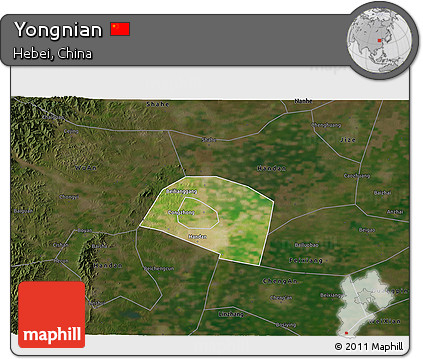 Satellite 3D Map of Yongnian, darken