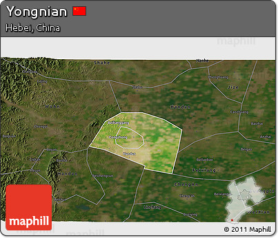 Satellite 3D Map of Yongnian, darken