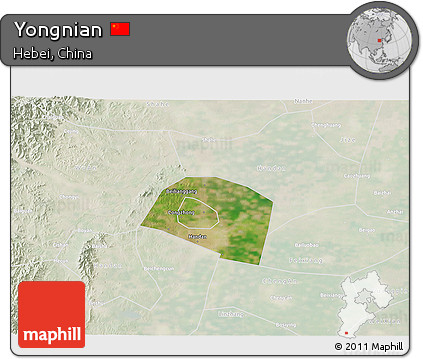 Satellite 3D Map of Yongnian, lighten
