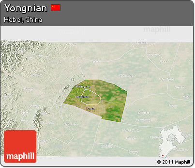 Satellite 3D Map of Yongnian, lighten