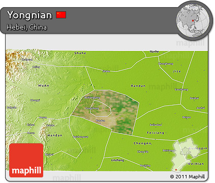 Satellite 3D Map of Yongnian, physical outside