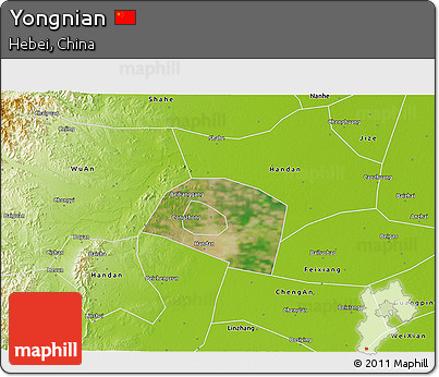 Satellite 3D Map of Yongnian, physical outside