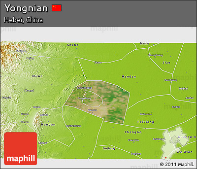 Satellite 3D Map of Yongnian, physical outside