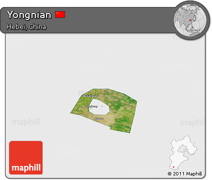 Satellite 3D Map of Yongnian, single color outside