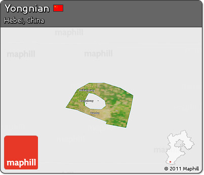 Satellite 3D Map of Yongnian, single color outside