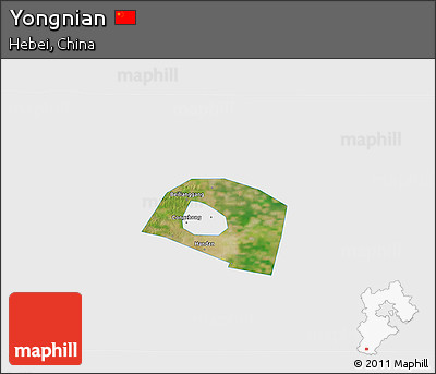 Satellite 3D Map of Yongnian, single color outside