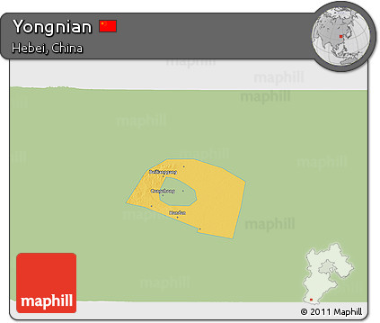 Savanna Style 3D Map of Yongnian, single color outside