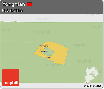 Savanna Style 3D Map of Yongnian, single color outside