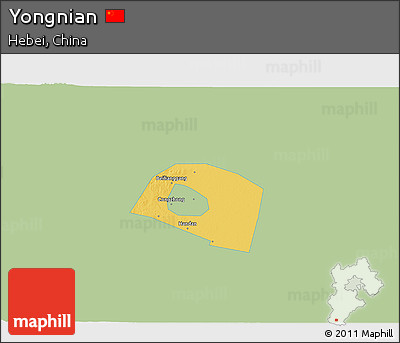Savanna Style 3D Map of Yongnian, single color outside