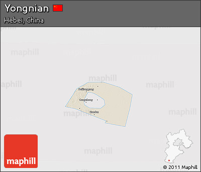 Shaded Relief 3D Map of Yongnian, single color outside