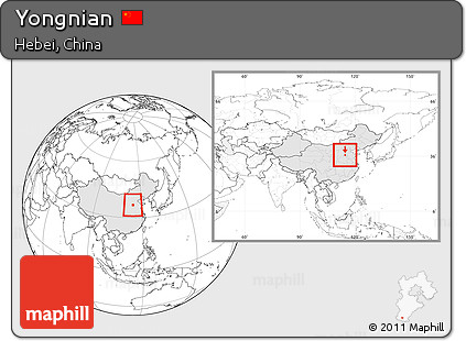 Blank Location Map of Yongnian, highlighted country, within the entire country