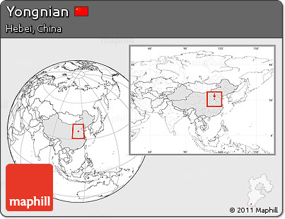 Blank Location Map of Yongnian, highlighted country, within the entire country
