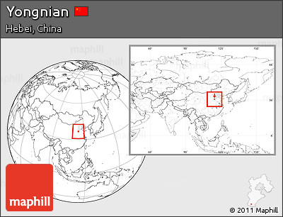 Blank Location Map of Yongnian, highlighted parent region, within the entire country