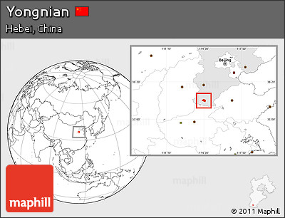 Blank Location Map of Yongnian, highlighted parent region