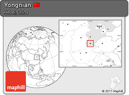 Blank Location Map of Yongnian, highlighted parent region
