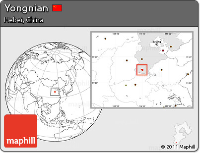 Blank Location Map of Yongnian, highlighted parent region