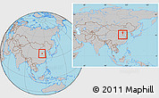 Gray Location Map of Yongnian, within the entire country