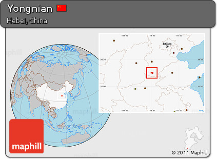 Gray Location Map of Yongnian, highlighted country