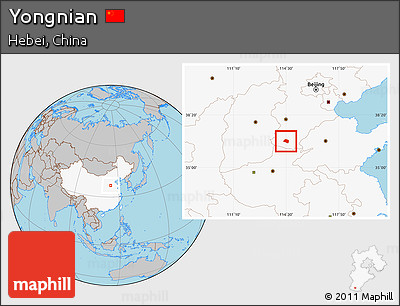 Gray Location Map of Yongnian, highlighted country