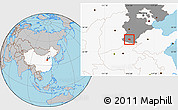 Gray Location Map of Yongnian, highlighted country, highlighted parent region