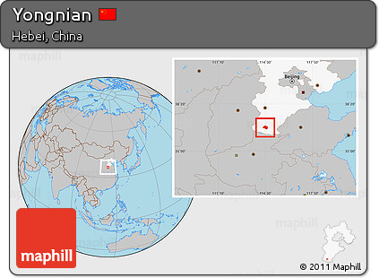 Gray Location Map of Yongnian, highlighted parent region