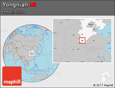 Gray Location Map of Yongnian, highlighted parent region