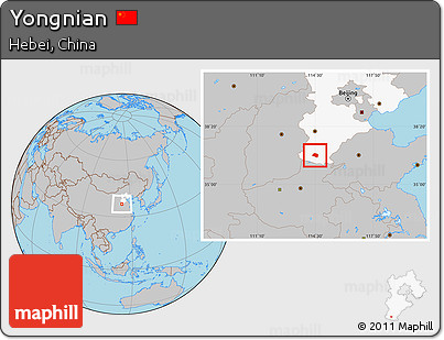 Gray Location Map of Yongnian, highlighted parent region