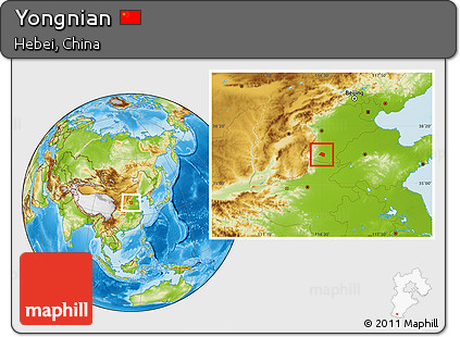 Physical Location Map of Yongnian