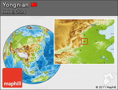 Physical Location Map of Yongnian