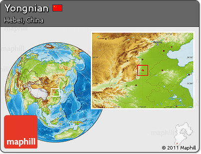 Physical Location Map of Yongnian
