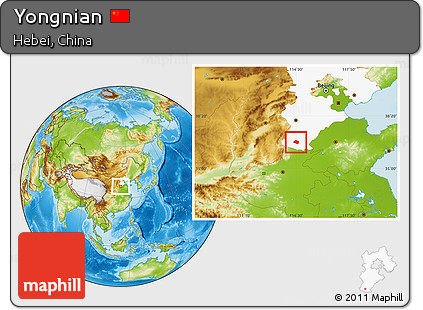 Physical Location Map of Yongnian, highlighted parent region