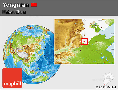 Physical Location Map of Yongnian, highlighted parent region