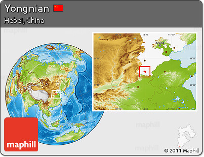 Physical Location Map of Yongnian, highlighted parent region