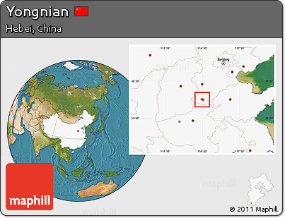 Satellite Location Map of Yongnian, highlighted country