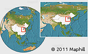 Satellite Location Map of Yongnian, highlighted country, highlighted parent region, within the entire country