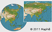 Satellite Location Map of Yongnian, highlighted parent region, within the entire country