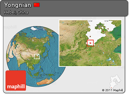 Satellite Location Map of Yongnian, highlighted parent region