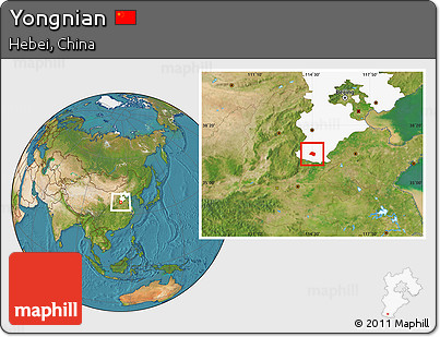 Satellite Location Map of Yongnian, highlighted parent region