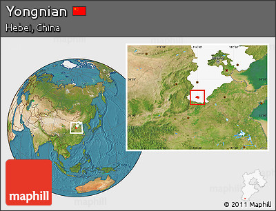 Satellite Location Map of Yongnian, highlighted parent region