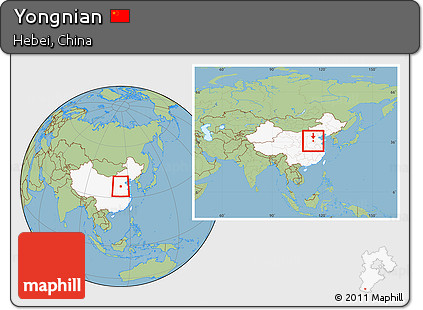 Savanna Style Location Map of Yongnian, highlighted country, within the entire country